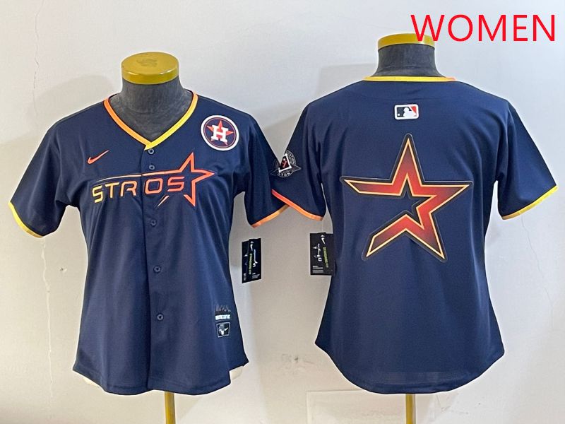 Women Houston Astros Blank Drak Blue Three generations Joint Name 2025 Nike MLB Jersey style 14
